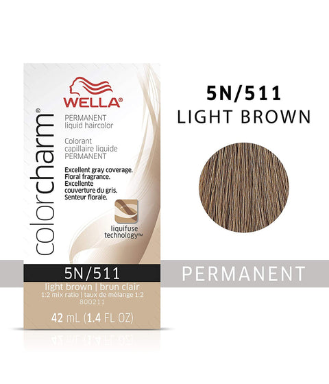 Wella ColorCharm Permanent Liquid Hair Color 5N/Light Brown, 42mL