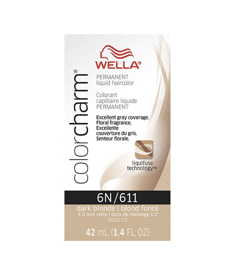 Wella ColorCharm Permanent Liquid Hair Color 6N/Dark Blonde, 42mL