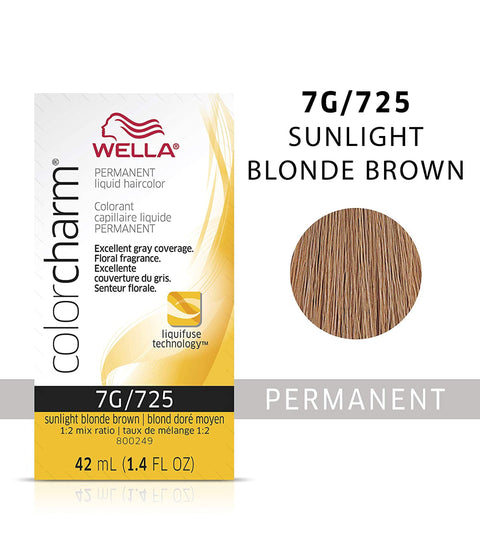 Wella ColorCharm Permanent Liquid Hair Color 7G/Sunlight Blonde Brown, 42mL