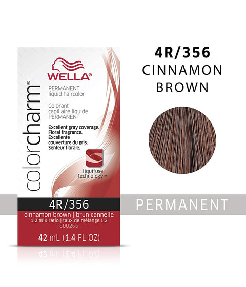 Wella ColorCharm Permanent Liquid Hair Color 4R/Cinnamon Brown, 42mL