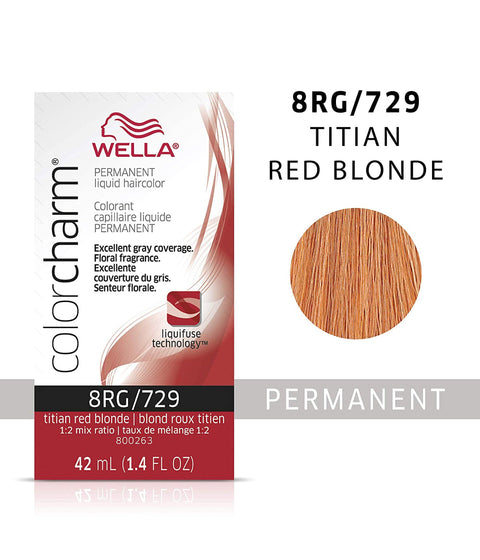 Wella ColorCharm Permanent Liquid Hair Color 8RG/Titian Red Blonde, 42mL