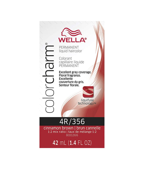 Wella ColorCharm Permanent Liquid Hair Color 4R/Cinnamon Brown, 42mL