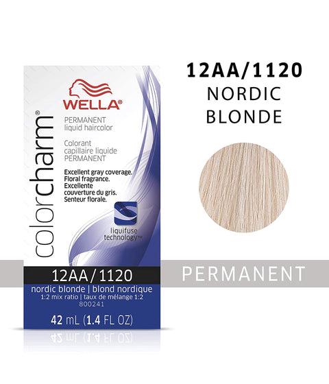 Wella ColorCharm Permanent Liquid Hair Color 12AA/Nordic Blonde, 42mL