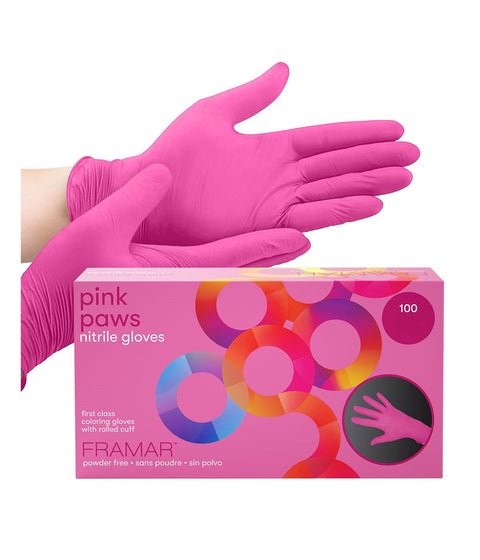 Framar Pink Paws Nitrile Gloves Large 100/Box