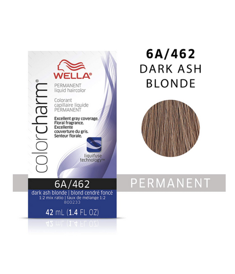 Wella ColorCharm Permanent Liquid Hair Color 6A/Dark Ash Blonde, 42mL