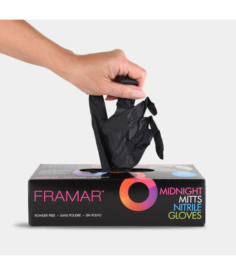 Framar Midnight Mitts Black Nitrile Gloves Medium 100/Box