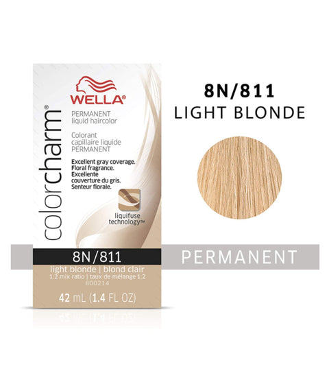 Wella ColorCharm Permanent Liquid Hair Color 8N/Light Blonde, 42mL