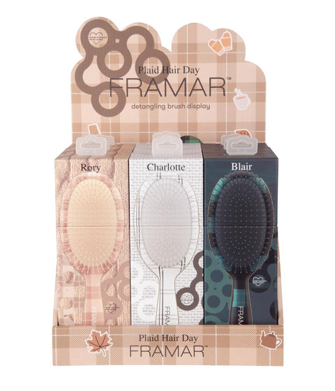 Fram Plaid Hair Day Detangle Brush Display ND24