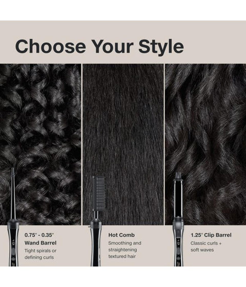 PM Texture 3-in-1 Curling Iron & Hot Comb