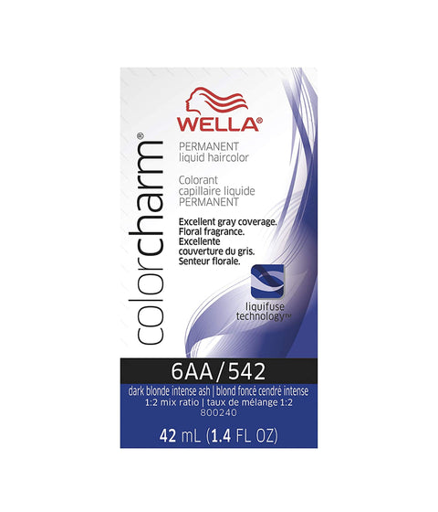 Wella ColorCharm Permanent Liquid Hair Color 6AA/Dark Blonde Intense Ash, 42mL