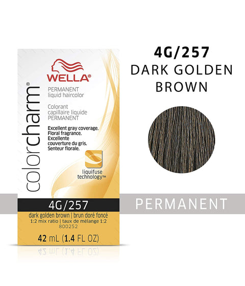 Wella ColorCharm Permanent Liquid Hair Color 4G/Dark Golden Brown, 42mL