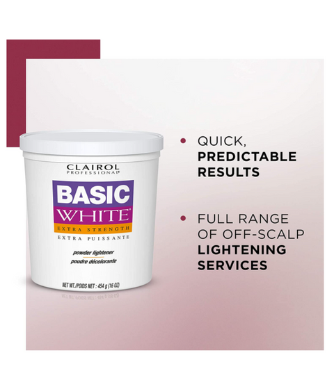 Clairol Basic White Extra-Strength Powder Lightener, 16oz Tub