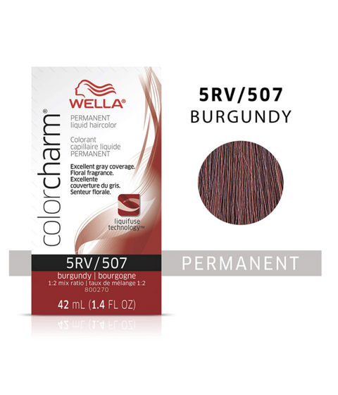 Wella ColorCharm Permanent Liquid Hair Color 5RV/Burgundy, 42mL