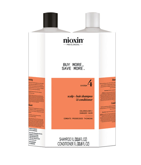 Nioxin System 4 Cleanser Shampoo & Scalp Therapy Conditioner Duo, 1L