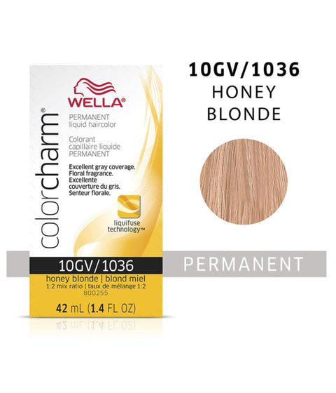 Wella ColorCharm Permanent Liquid Hair Color 10GV/Honey Blonde, 42mL