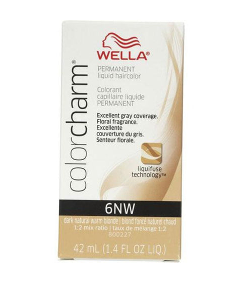 Wella ColorCharm Permanent Liquid Hair Color 6NW/Dark Natural Warm Blonde, 42mL